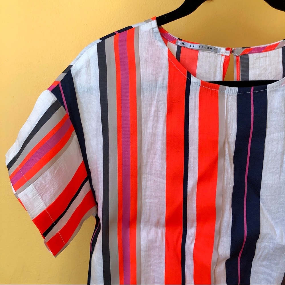 Dr Bloom Barcelona Brand Boxy Breezy Neon Striped Top